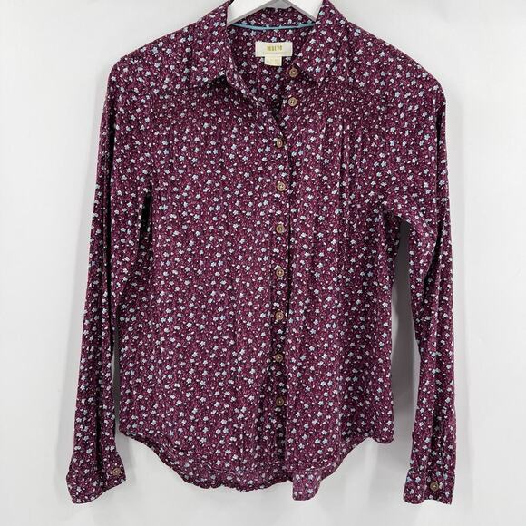 Anthropologie Maeve Calico Ditzy Floral Purple Button Down Shirt Blouse Size 4 - Picture 3 of 10